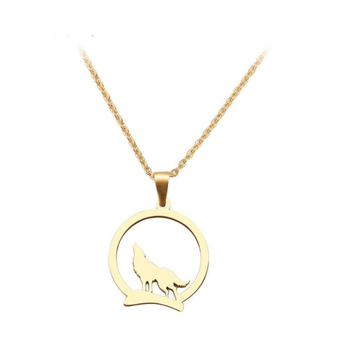 Collier à Pendentif Loup Hurlant (Acier)